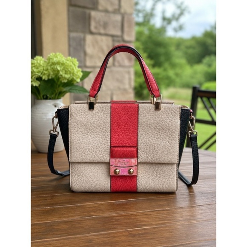 Kate Spade Chelsea Square Bennett Colorblock Satchel Crossbody‎ Bag Leather